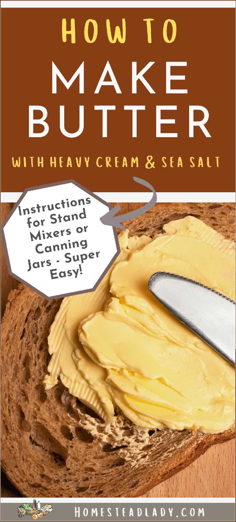 homemade butter on bread spread with a knife