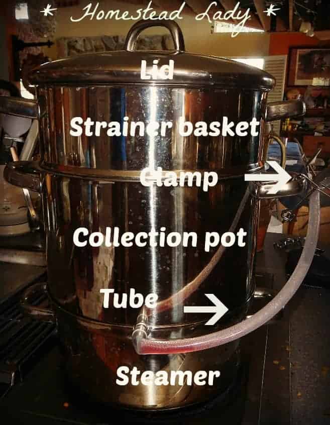 How to make your own fruit juice - www.homesteadlady.com - how to use a steam juicer - steam juicer parts