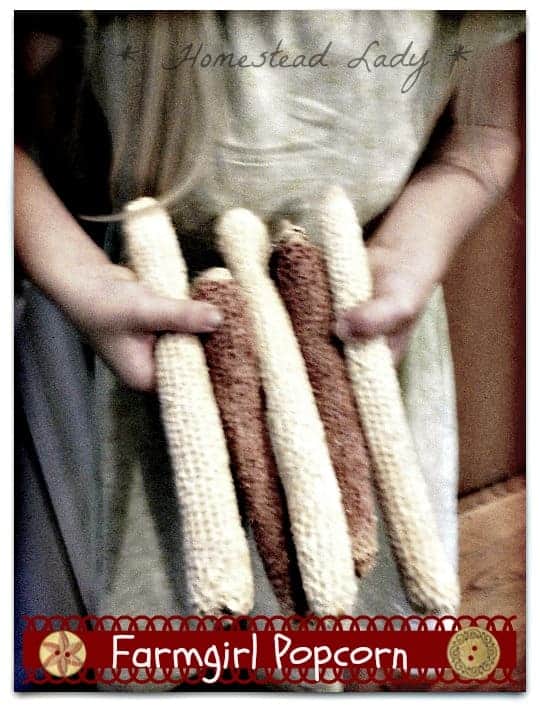How to make homemade popcorn from a dried ear of popcorn - www.homesteadlady.com - farmgirl popcorn