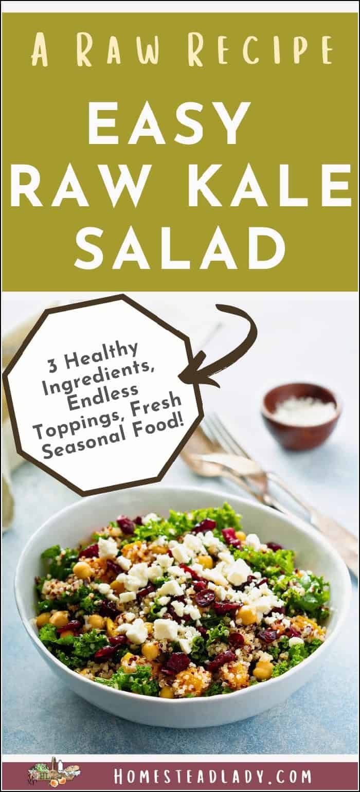 raw kale salad in a bowl on a table