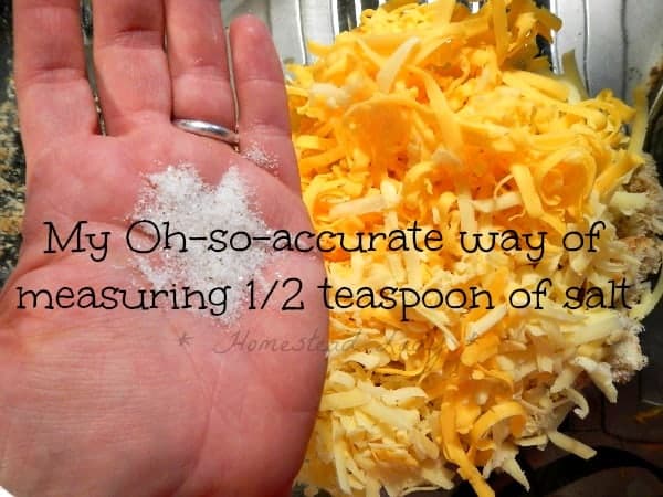 How to measure in your hand - Bread crumbs for The Tasha Tudor Cookbook - Warm Cheese souffle - www.homesteadlady.com