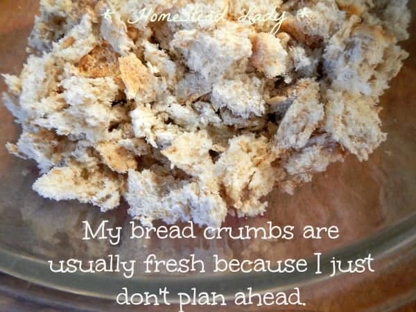 Bread crumbs for The Tasha Tudor Cookbook - Warm Cheese souffle - www.homesteadlady.com