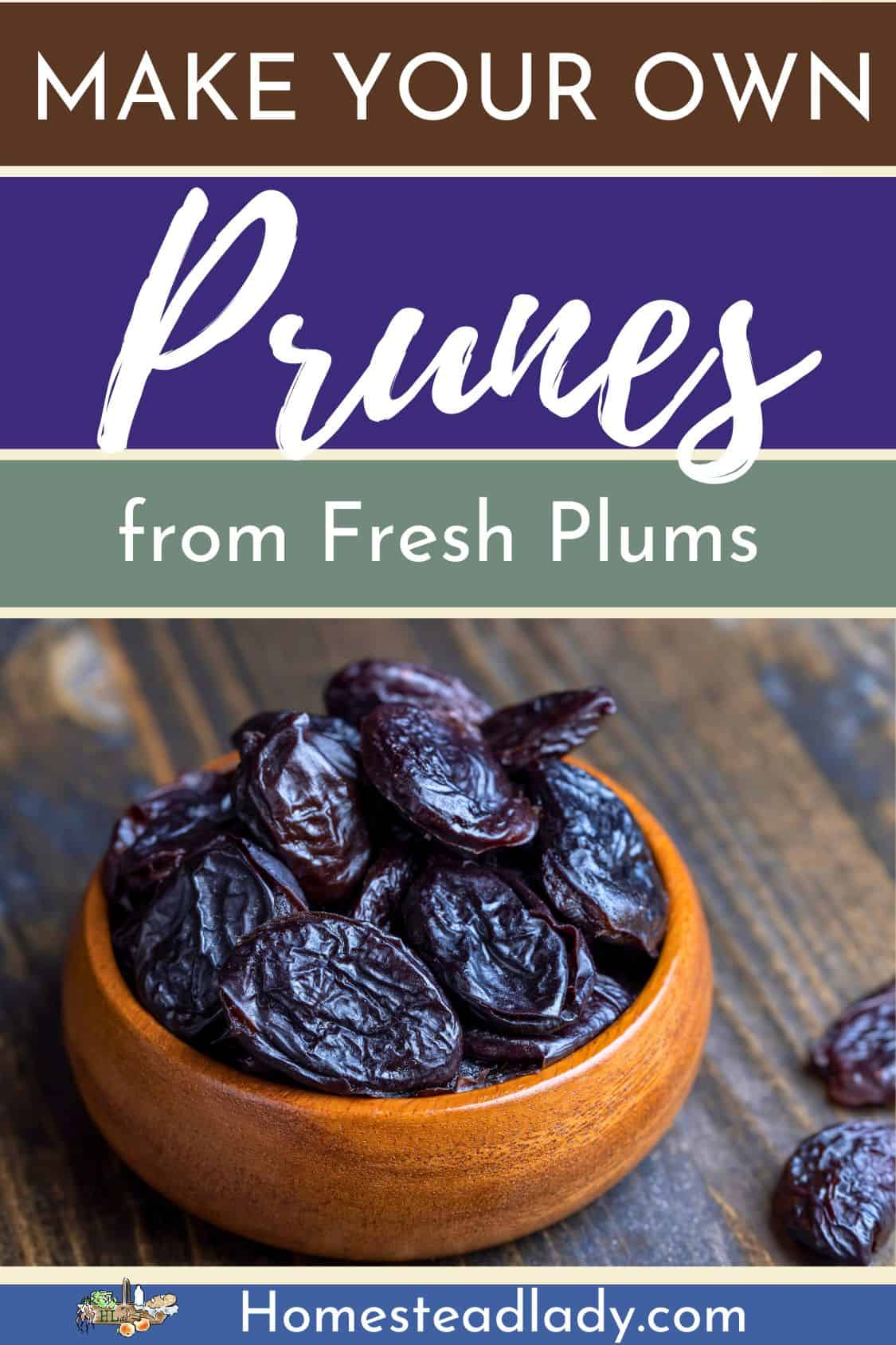 dark prunes in a wooden bowl