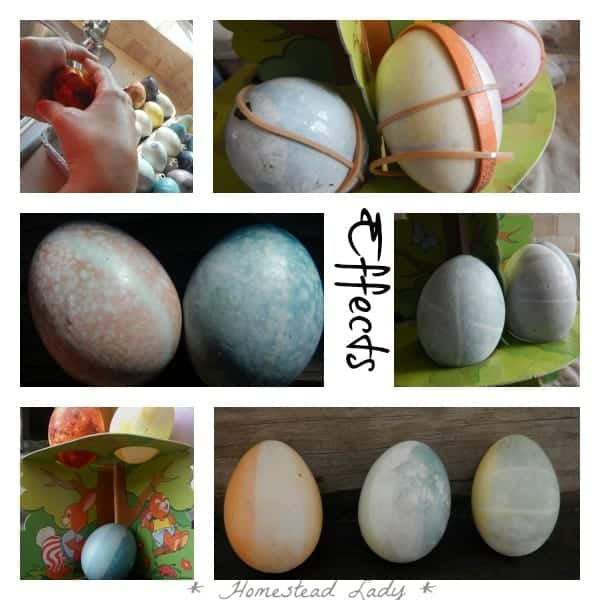 Easter Eggs - Natural Dye vs. Natural Dye - different effects for decorating - www.homesteadlady.com