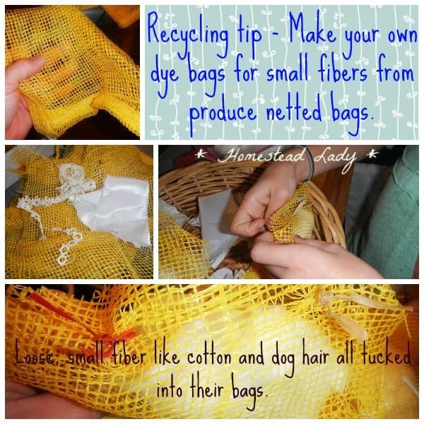 Natural Dye Kit Fun For Homeschool - recycle your produce bags into dye bath bags - www.homesteadlady.com