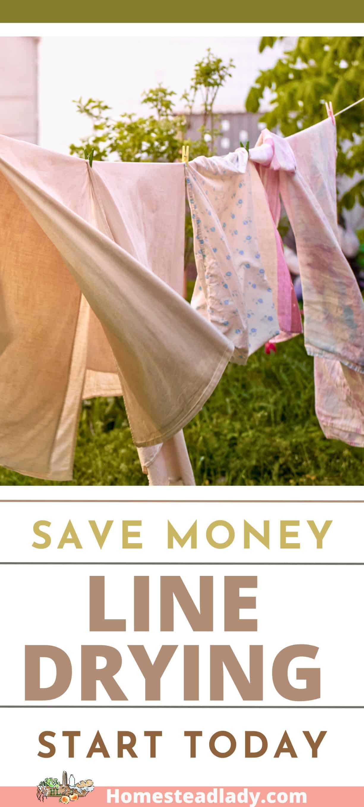 line drying laundry in a backyard