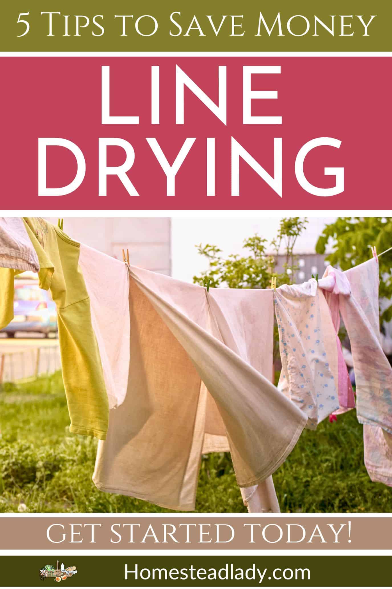 line drying laundry handing on an outdoor line