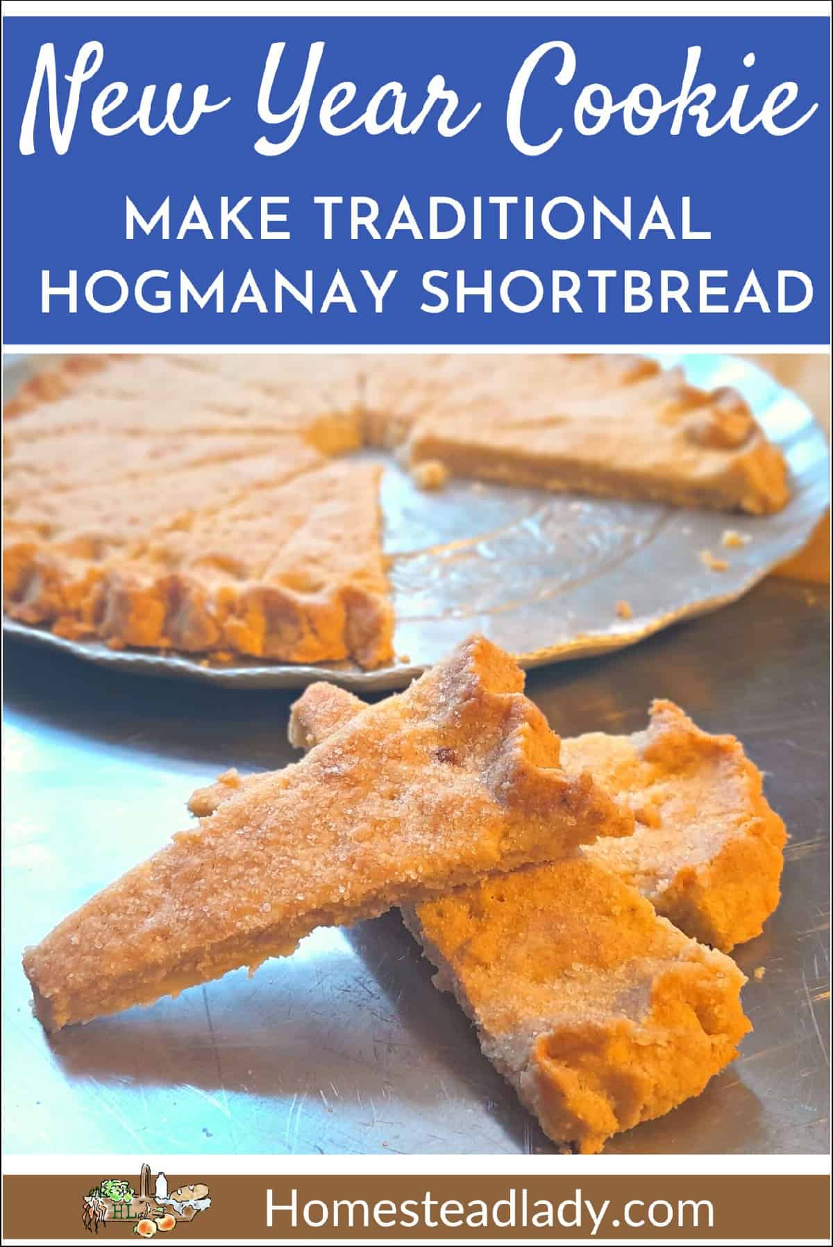 Baked traditional shortbread on a platter and table