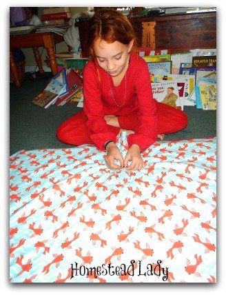 Christmas Quilts - An easy service project for kids l Make a blanket in a few hours l Homestead Lady (.com)
