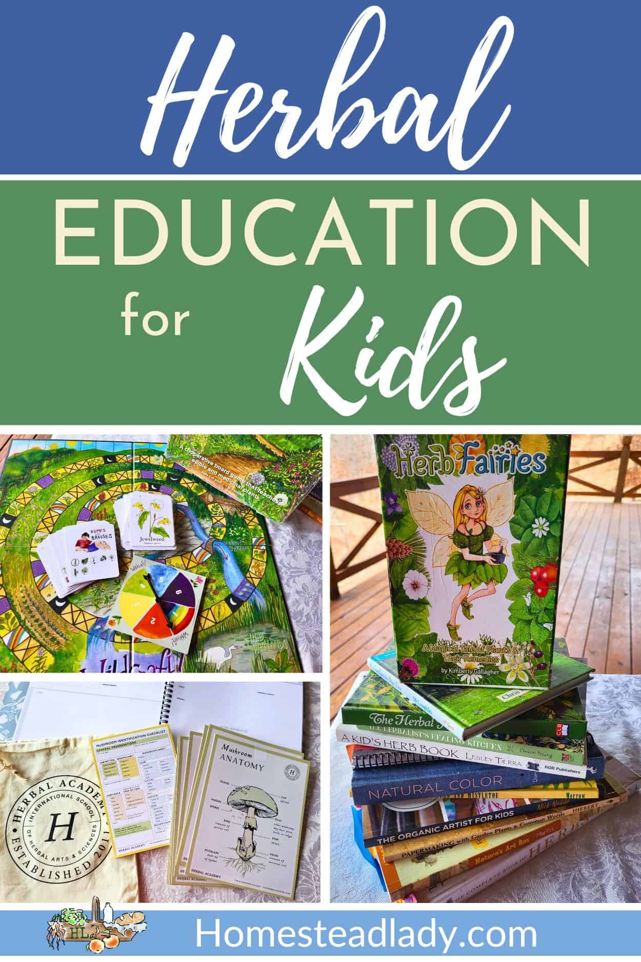 herbal education books and games for kids sitting on a table