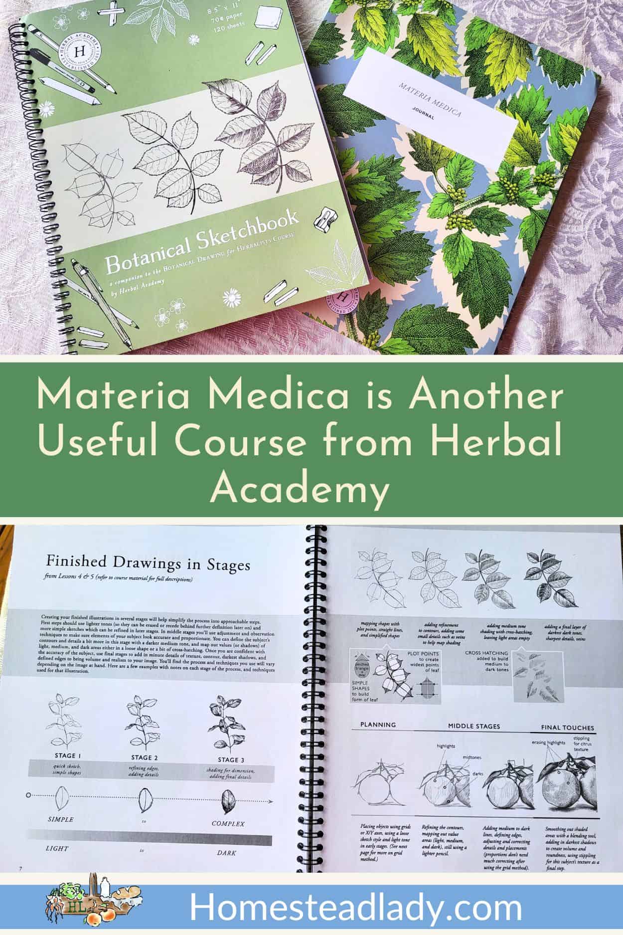 herbal course material open on a table