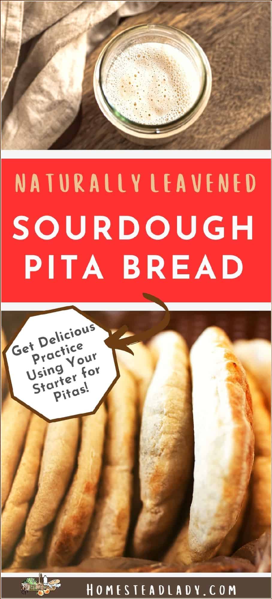 sourdough pitas line up on a table