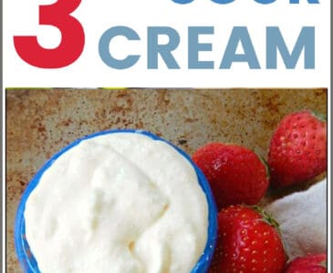 sour cream in a blue dish with strawberries