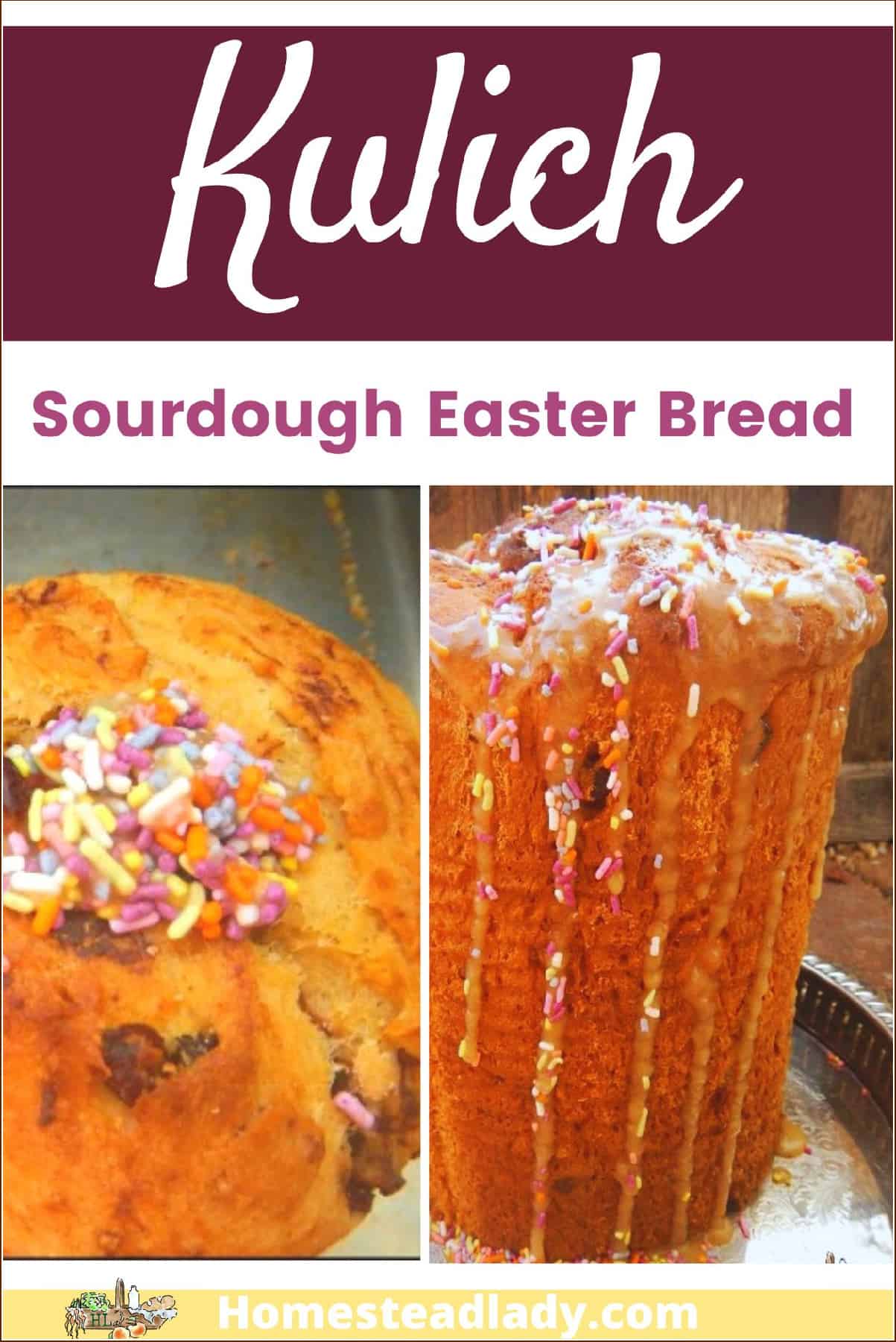 kulich Easter bread with sprinkles and tall loaf