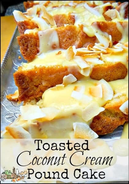 Toasted Coconut Cream Pound Cake l with coconut oil and other healther ingredients l Cake Stand Cookbook review l Homestead Lady (.com)