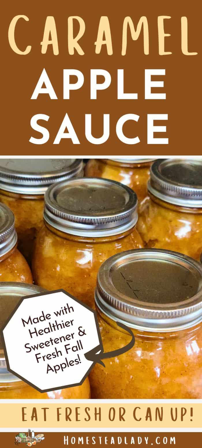 caramel applesauce in canning jars in a water bath canner