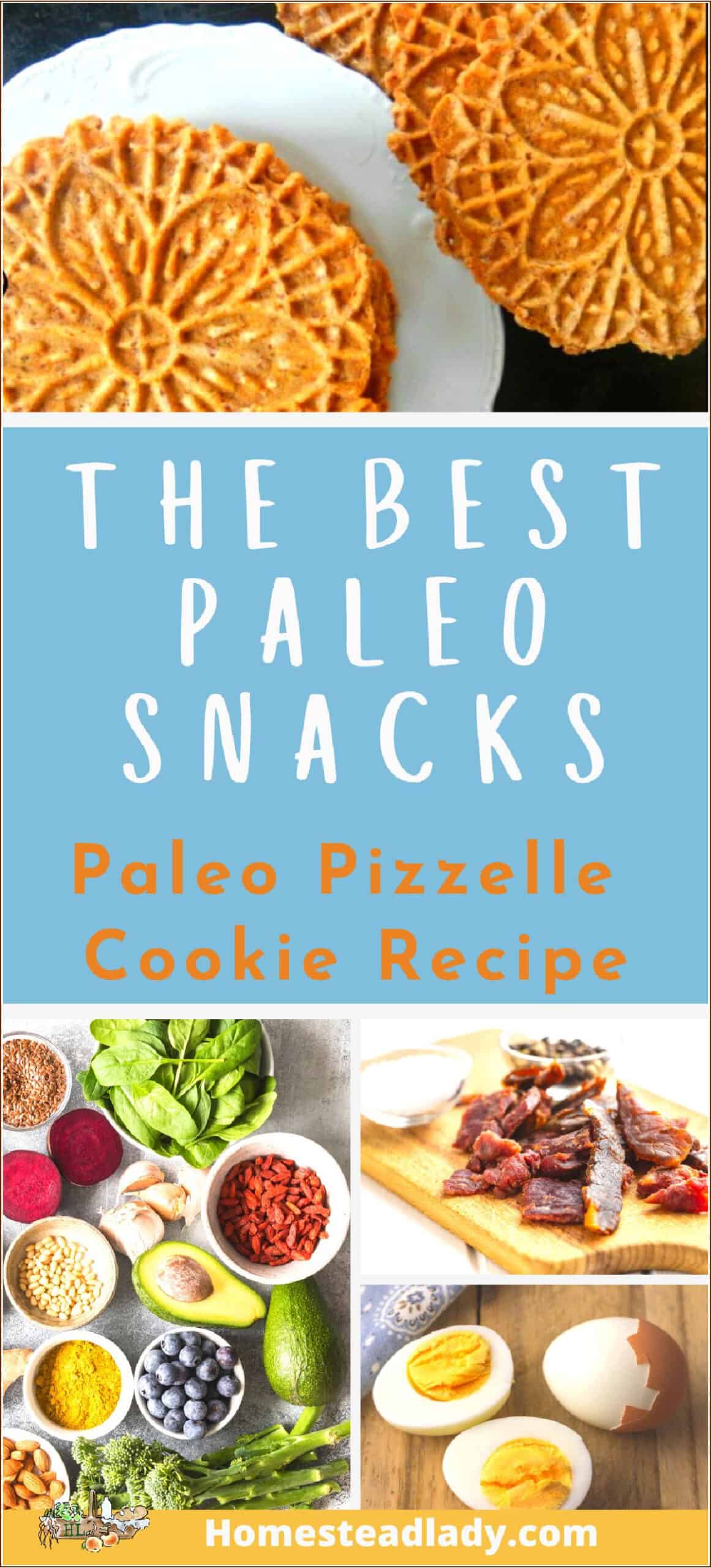 Paleo snack foods like berries and nuts in dishes, Paleo pizzelle cookies