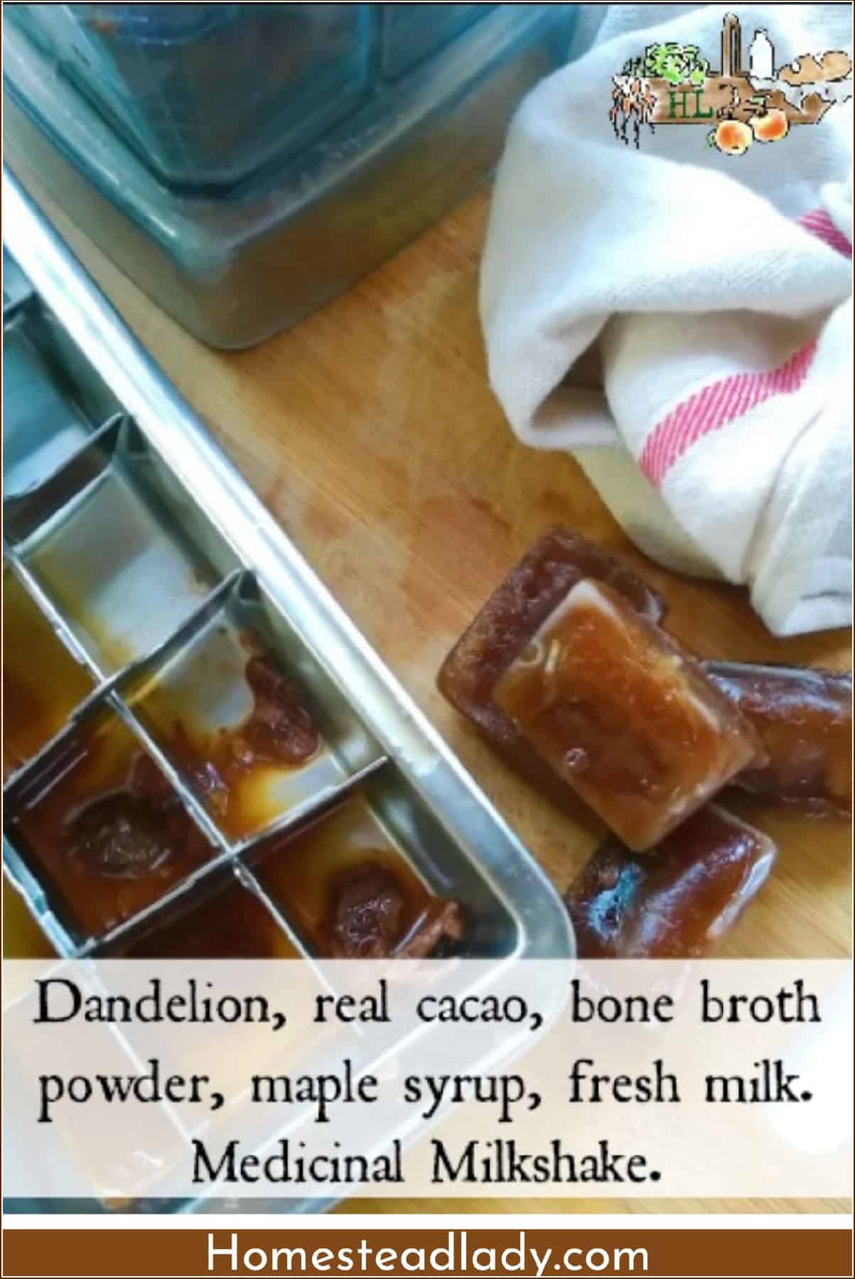 dandelion drink ice cubes on a table