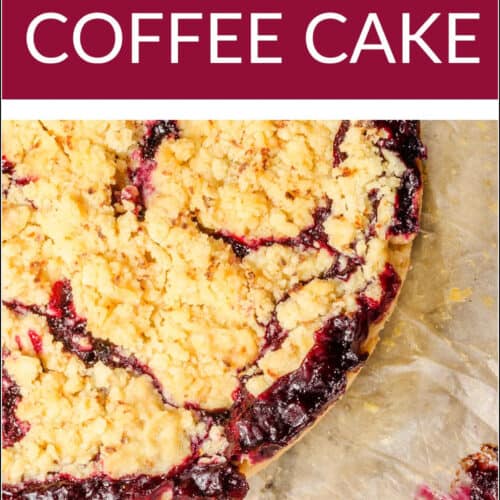 grape coffee cake sitting on a table