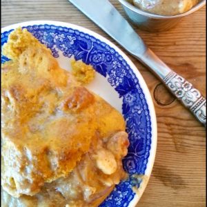 sourdough pumpkin biscuit blue plate butter knife maple pecan butter
