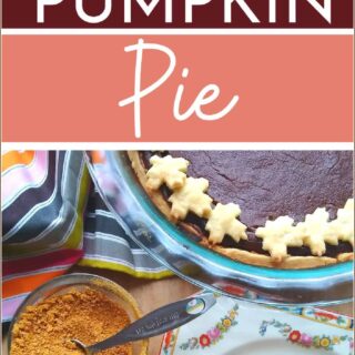 pumpkin pie on a colored cloth