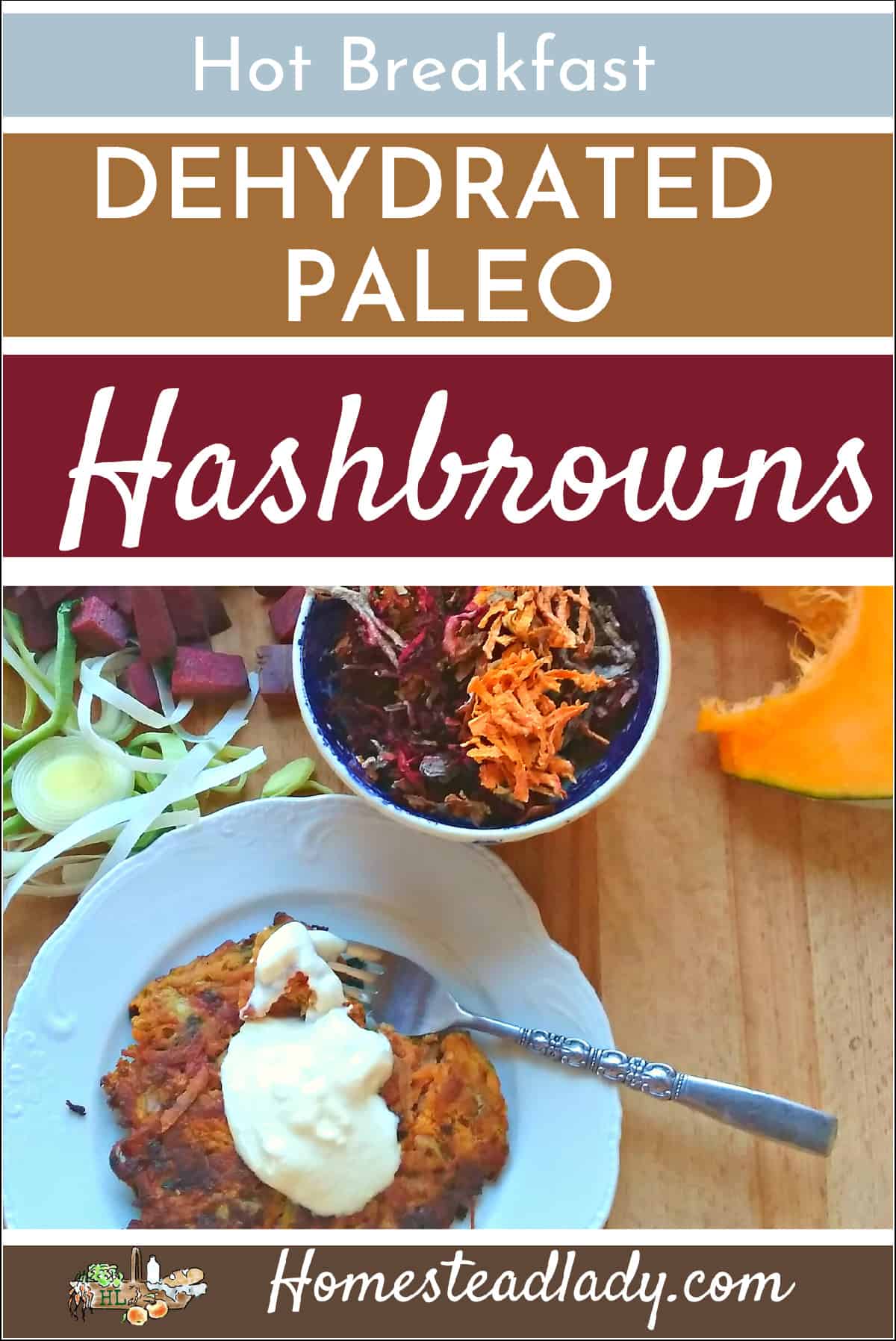 shredded hashbrown veggies in a bowl with fried hash brown on a plate