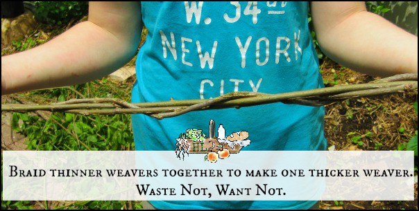 braid thin wattle fence weavers into one thicker weaver