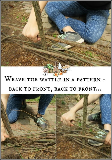 weave wattle fence in a pattern front to back