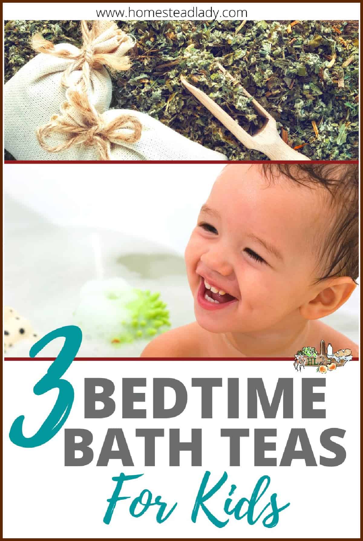 herbs and child in the bath