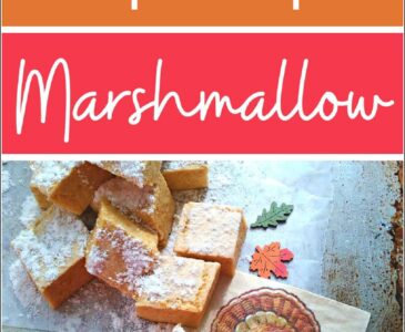 pumpkin marshmallows on a tray