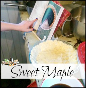 Sweet Maple book open with pie crust on counter