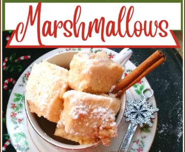 apple marshmallows in a tea cup