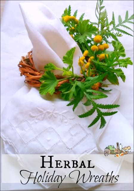 grape vine wreath napkin ring with herbs