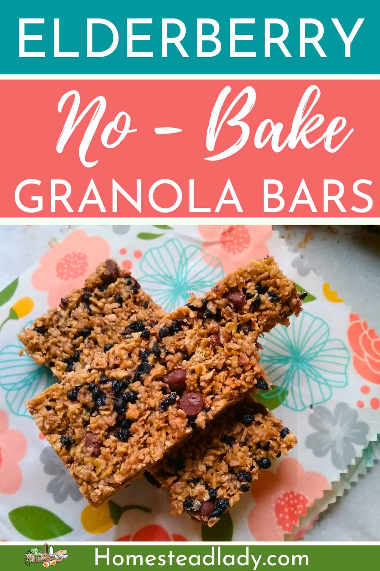 elderberry no bake granola bars on beeswax wrap