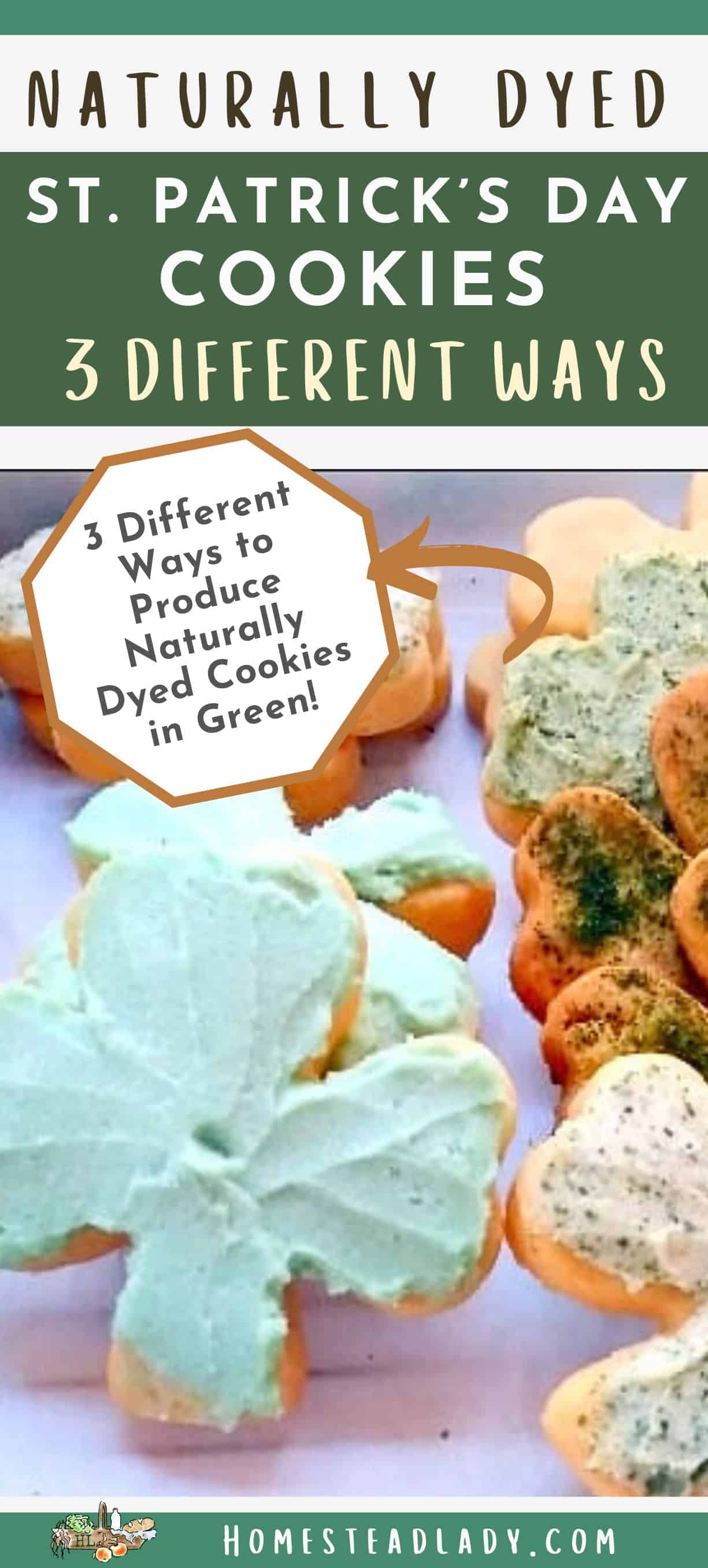 naturally dyed green shammrock cookies on a pan