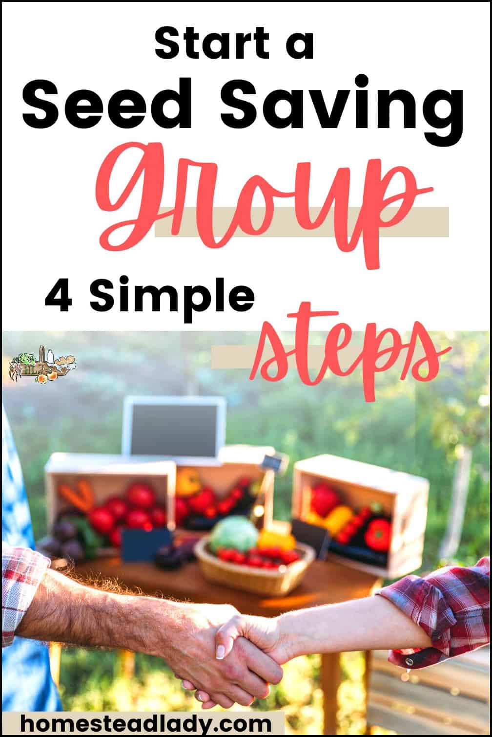 people shaking hands in front of vegetables