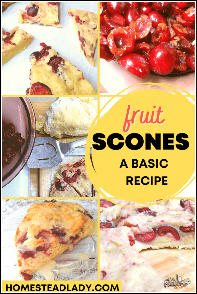 cherries, baking supplies, cherry scones