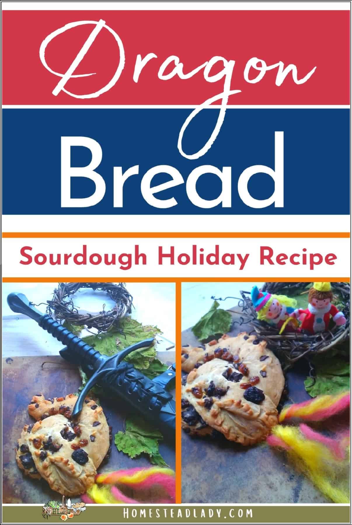 dragon bread loaves with a sword and St. George puppets
