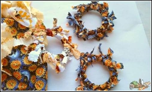 rag wreath ornaments