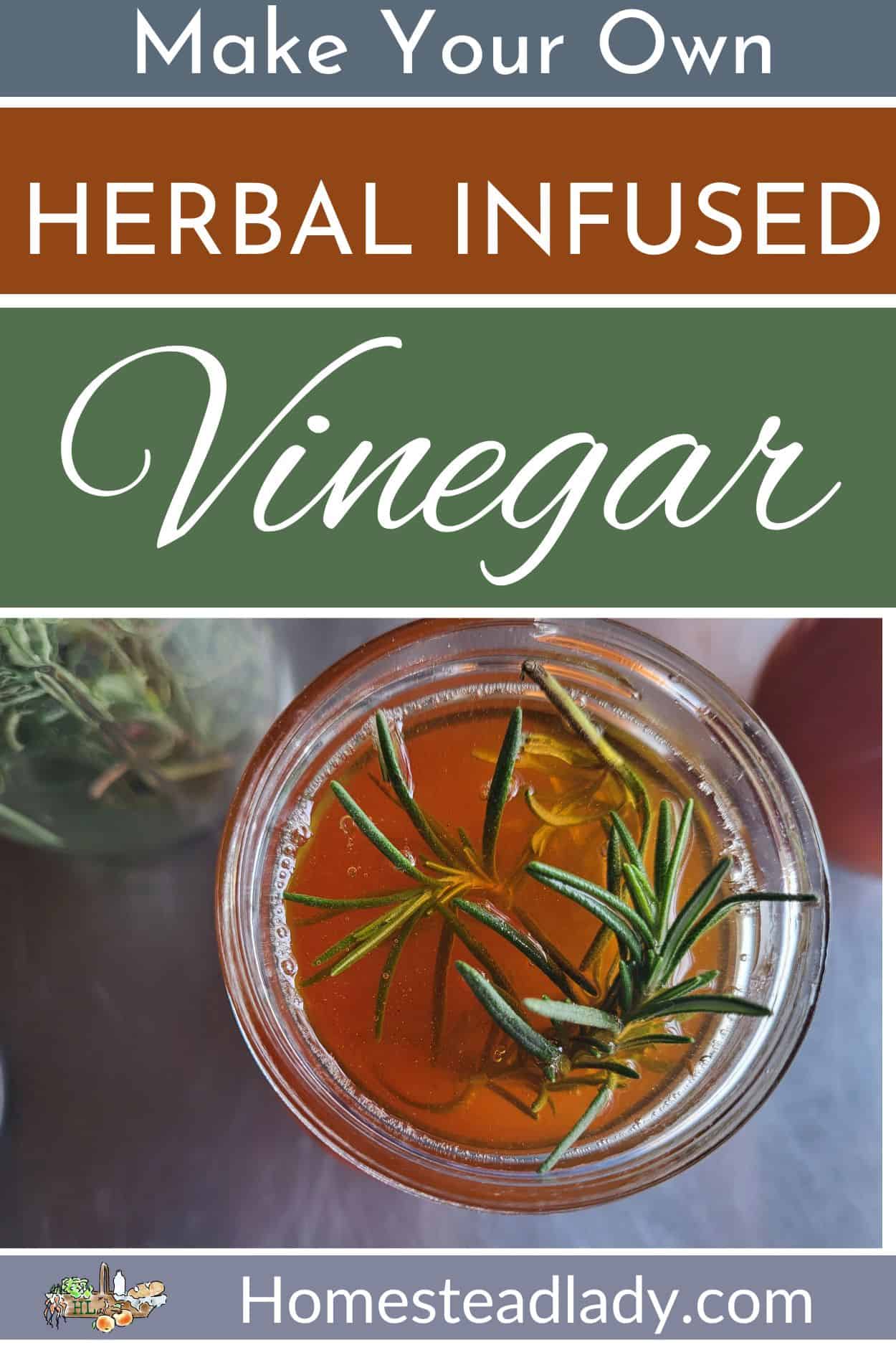 herbal infused vinegar with rosemary in a jar