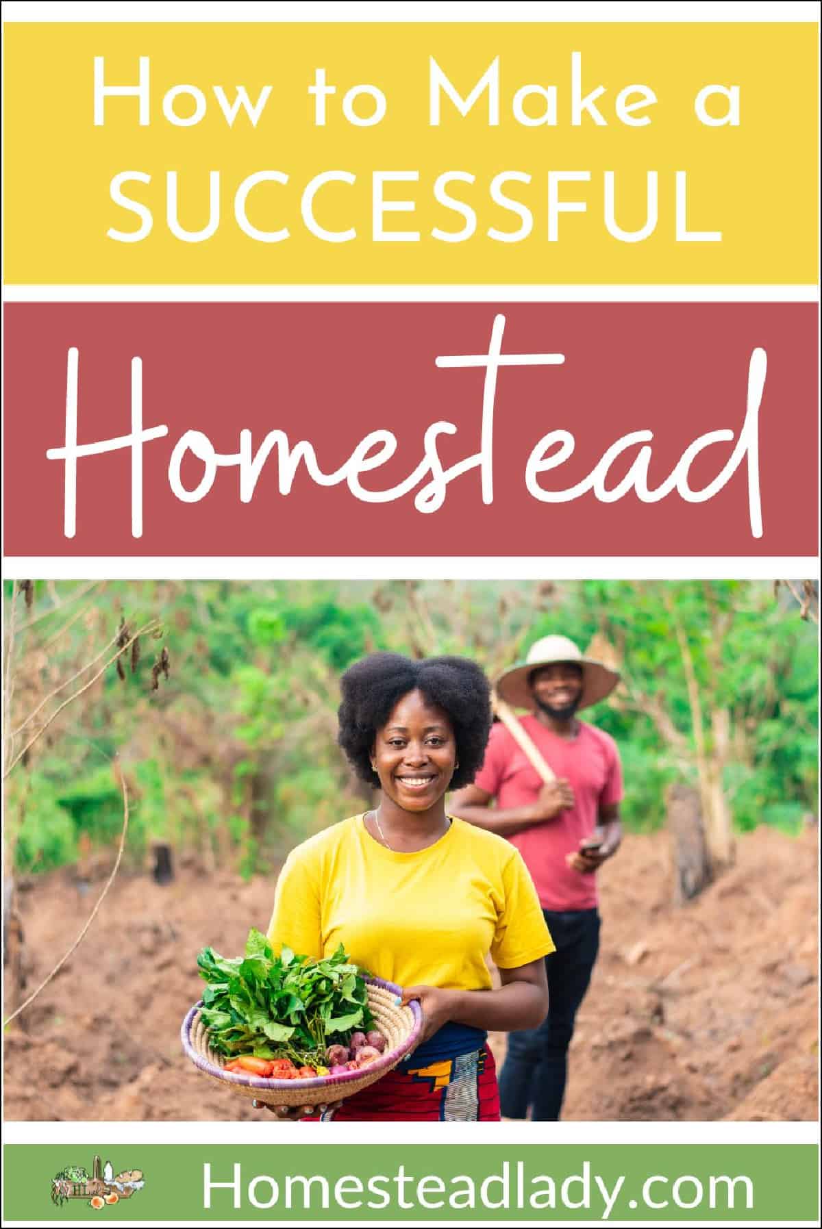 homesteaders in the garden with vegetables
