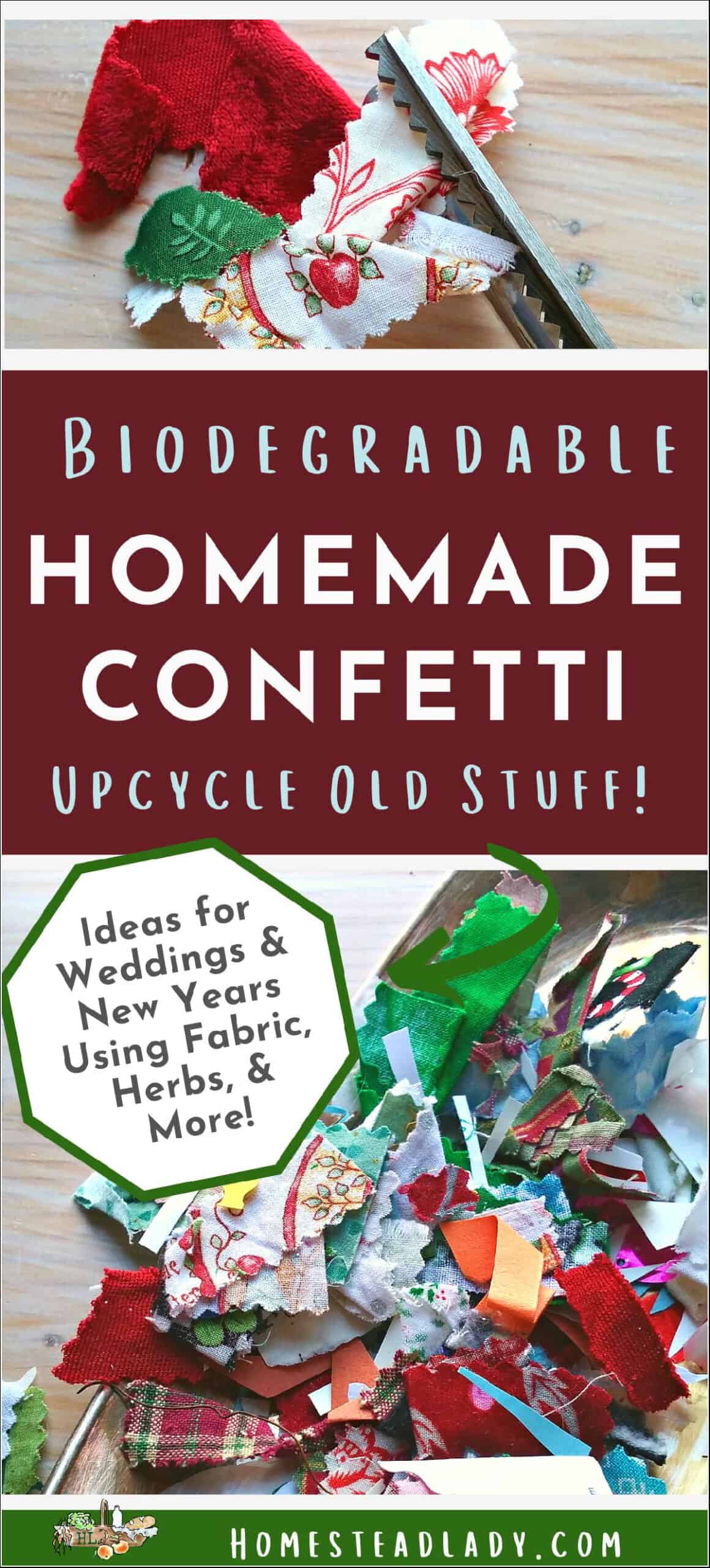 paper and fabric scrap confetti on a table
