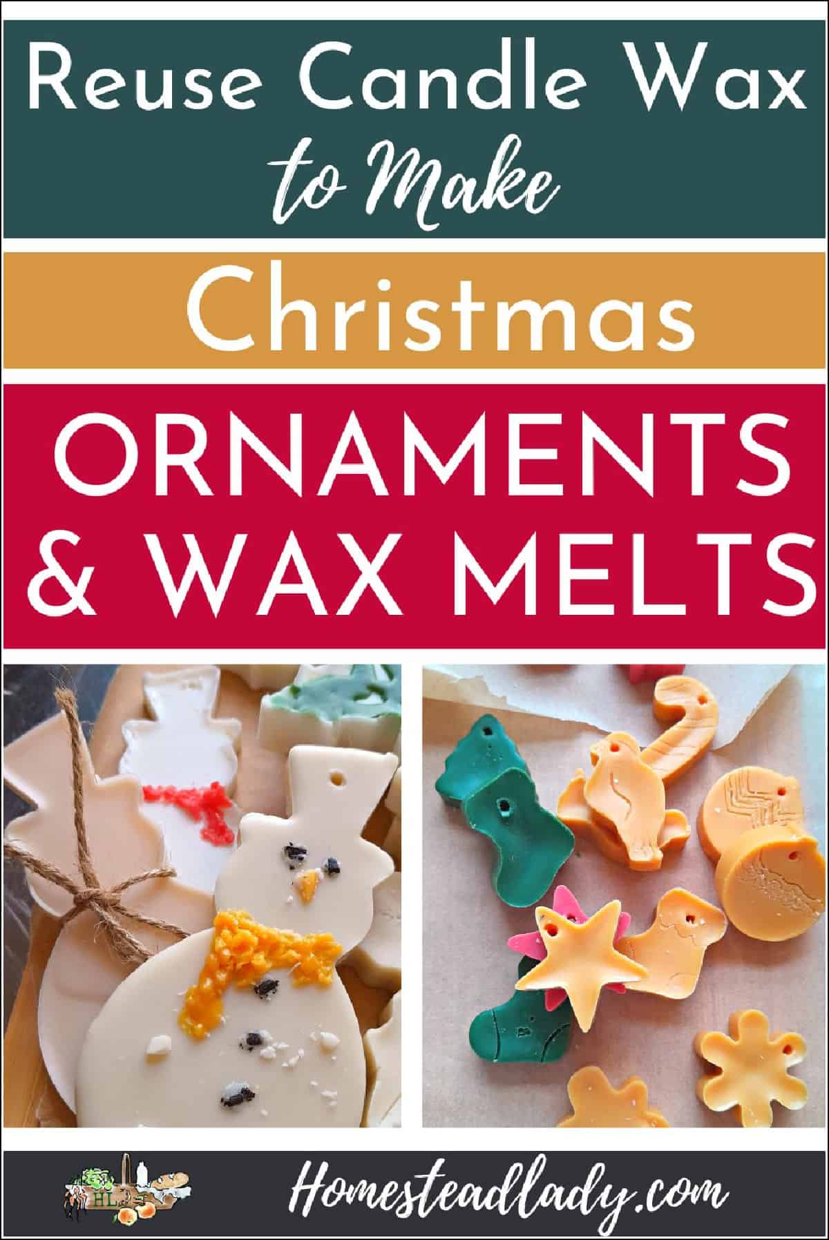 wax ornaments and candle melts on parchment paper