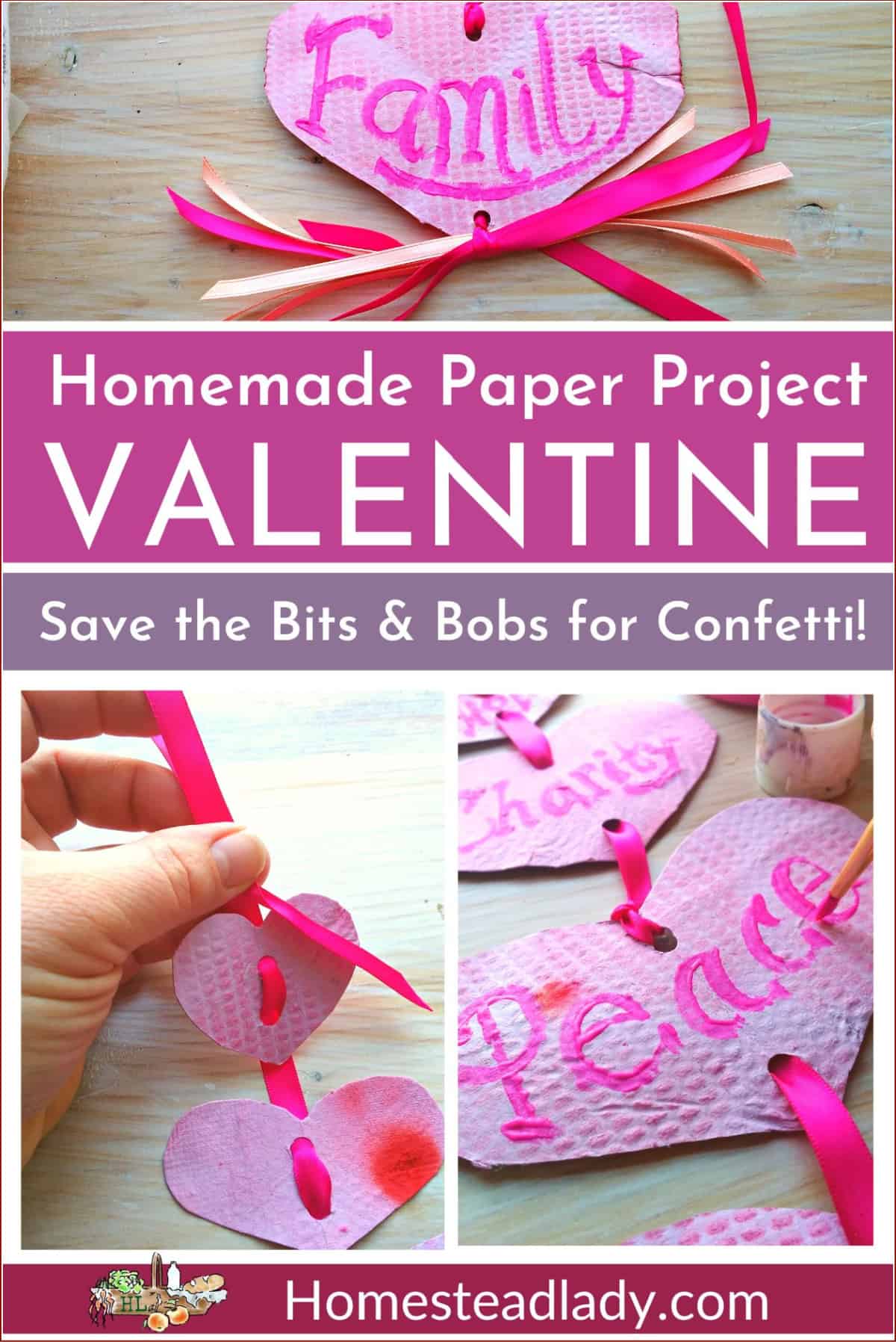 homemade valentines day paper hearts on a table