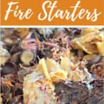 beeswax, acorn caps, dried herbs and candle wick fire starters