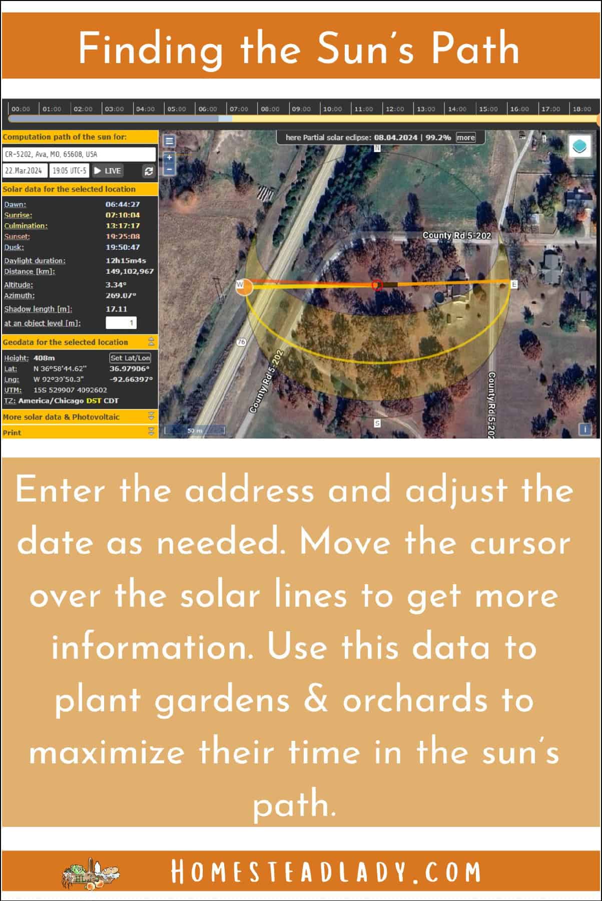 illustration showing how to find the sun's path