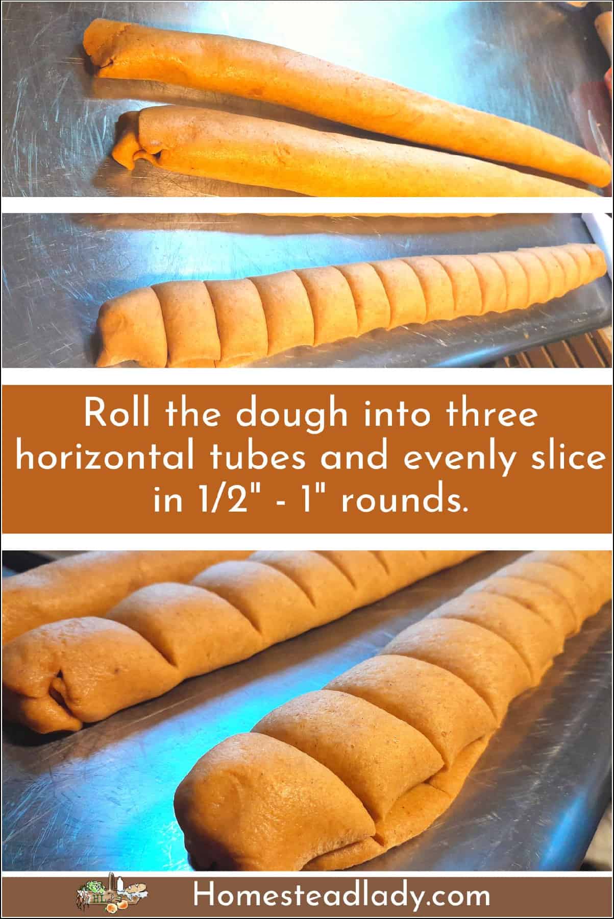 mini sourdough cinnamon roll dough logs on a table