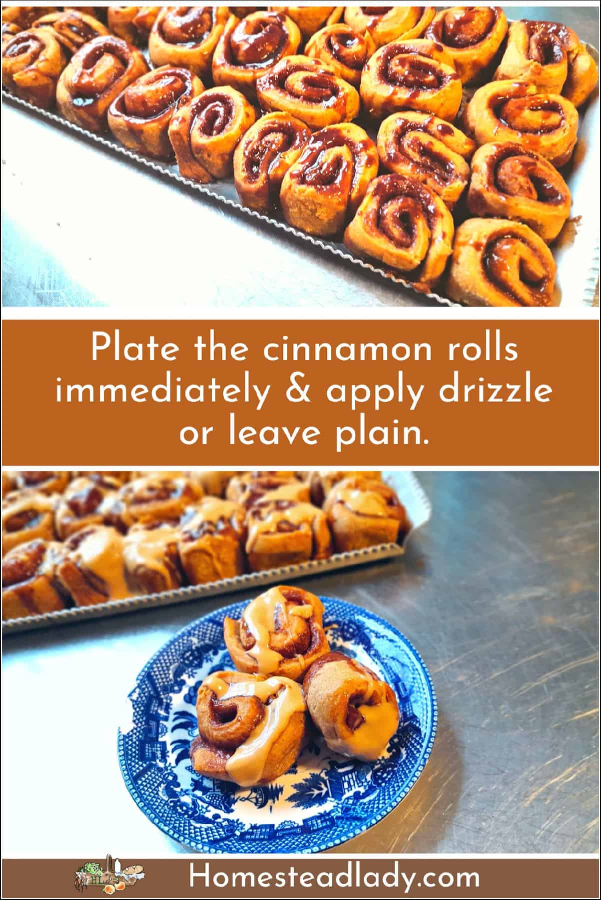 mini sourdough cinnamon rolls on a plate and tray
