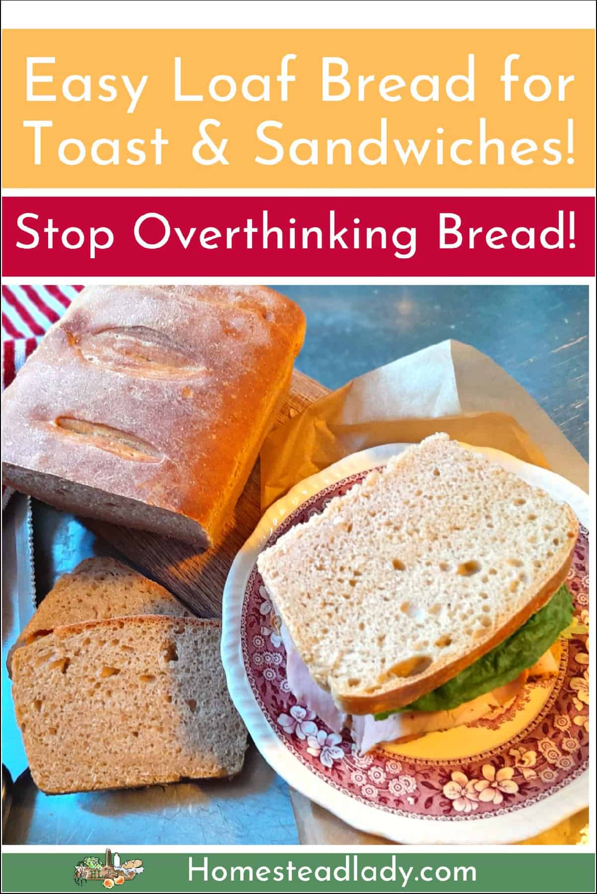 sourdough discard sandwich bread on a cutting board with a sandwich on a plate