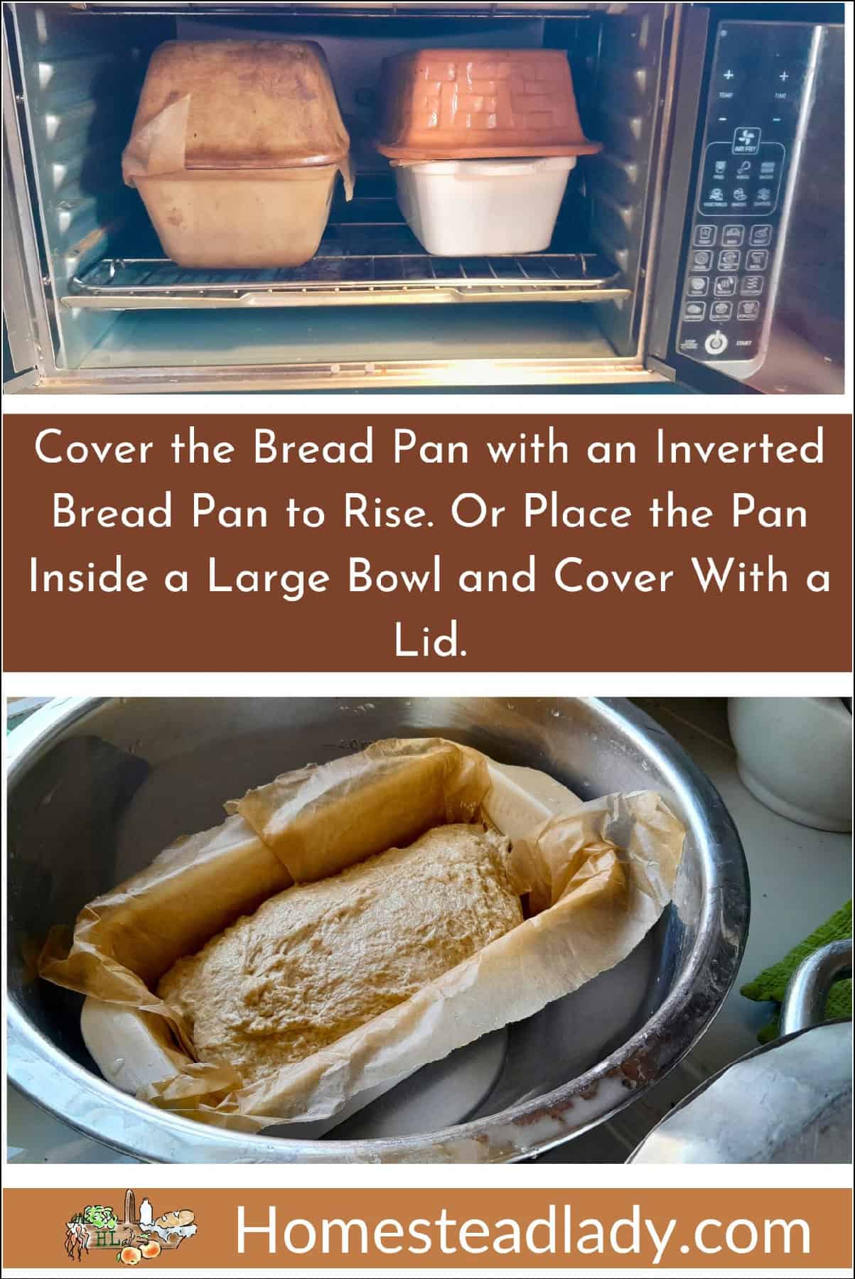 sourdough bread dough covered with an inverted bread pan